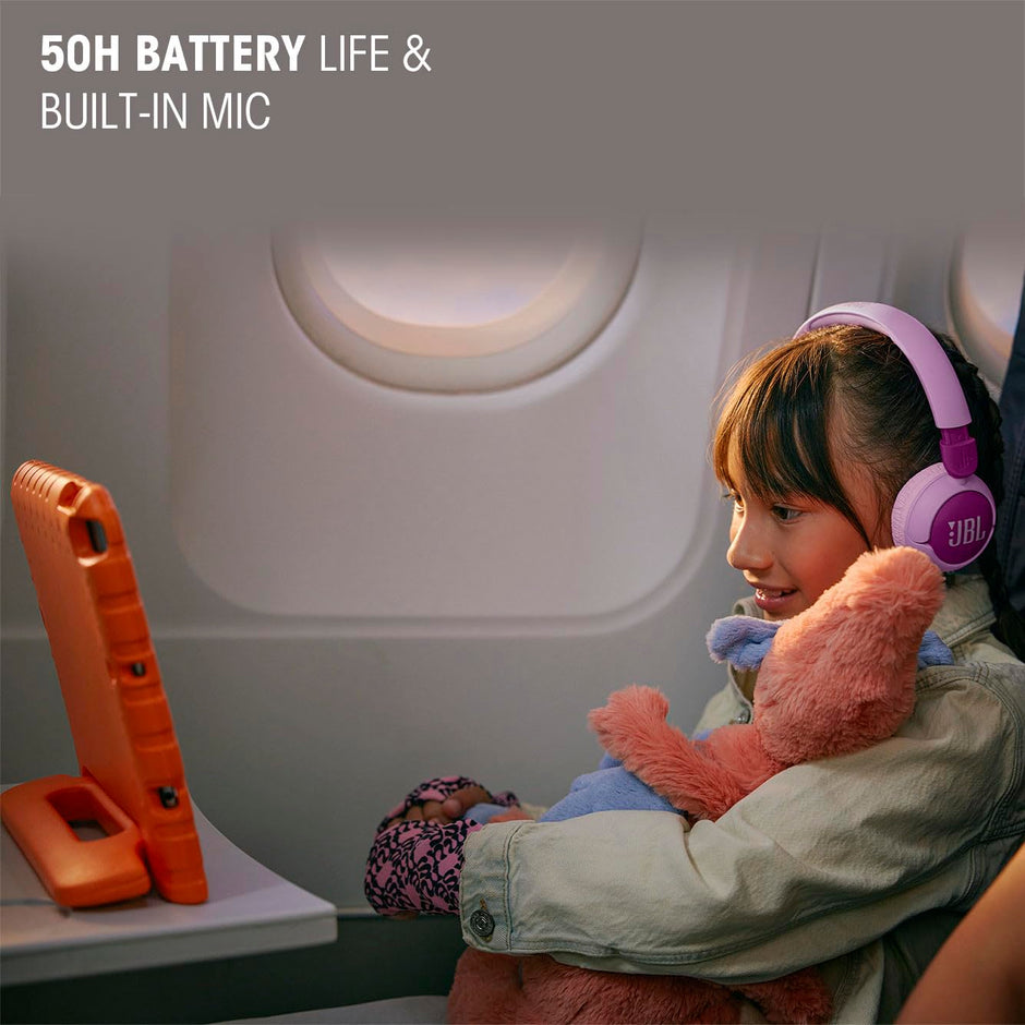JBL Junior 320BT - Wireless on-Ear Kids Headphones Safe Sound (<85dB), Fit for Kids, Parental Control with Customizable Volume & Playtime and 50Hr Battery Life (Blue)