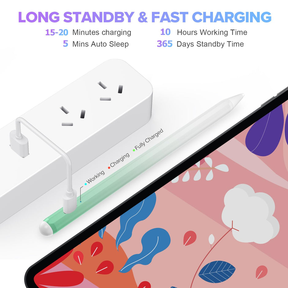 Stylus Pen for iPad 6th-11th Generation-2X Fast Charge Active Pencil Compatible with 2018-2025 Apple iPad Pro 11"/12.9"/M4, iPad Air 3/4/5/M2/M3,iPad mini 5/6 Gen-White