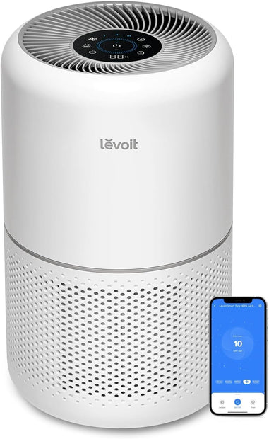 LEVOIT Air Purifier for Home Allergies Pet Hair in Bedroom, Covers Up to 1074 ft² by 56W High Torque Motor, AHAM VERIFIDE, 3-in-1 Filter with HEPA Sleep Mode, Remove Dust Smoke Odor, Core300-P, White