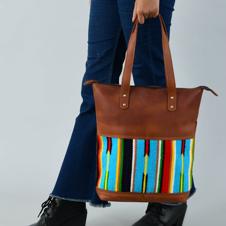 Multicoloured Leather Tote Bag