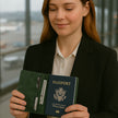 Leather Passport Holder - Dark Green - Milan