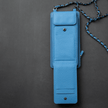 Leather Blue Crossbody Bag Phone Wallet - Columbus
