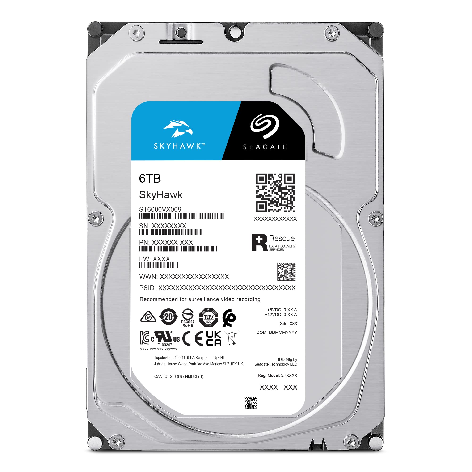 Seagate Skyhawk AI 8TB Video Internal Hard Drive HDD – 3.5 Inch SATA 6Gb/s 256MB Cache for DVR NVR Security Camera System with in-house Rescue Services (ST8000VEZ01)