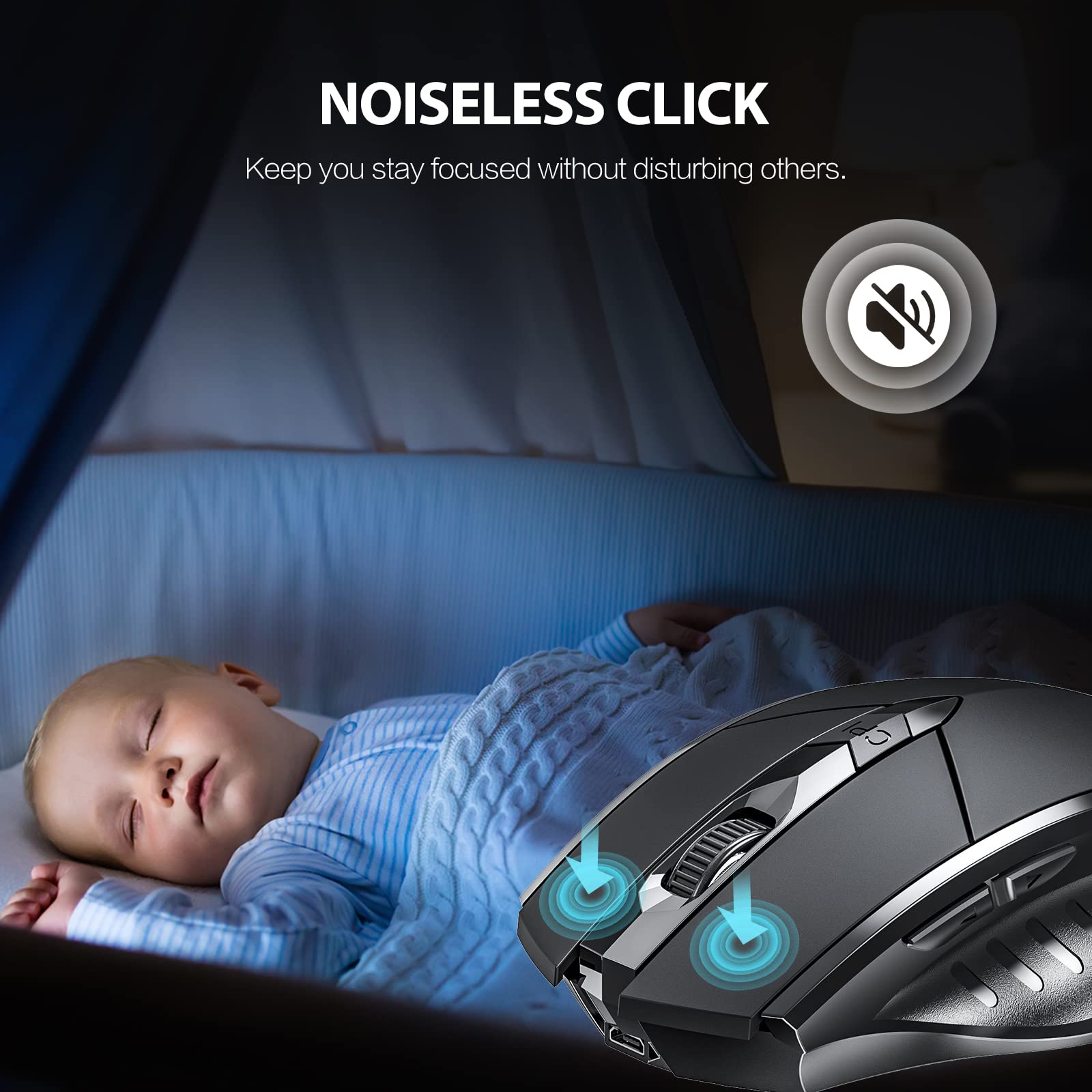 INPHIC Wireless Mouse Rechargeable, 700mAh, with USB Receiver, 6 Buttons, Ergonomic for Laptop, Computer, Mac, PC etc.