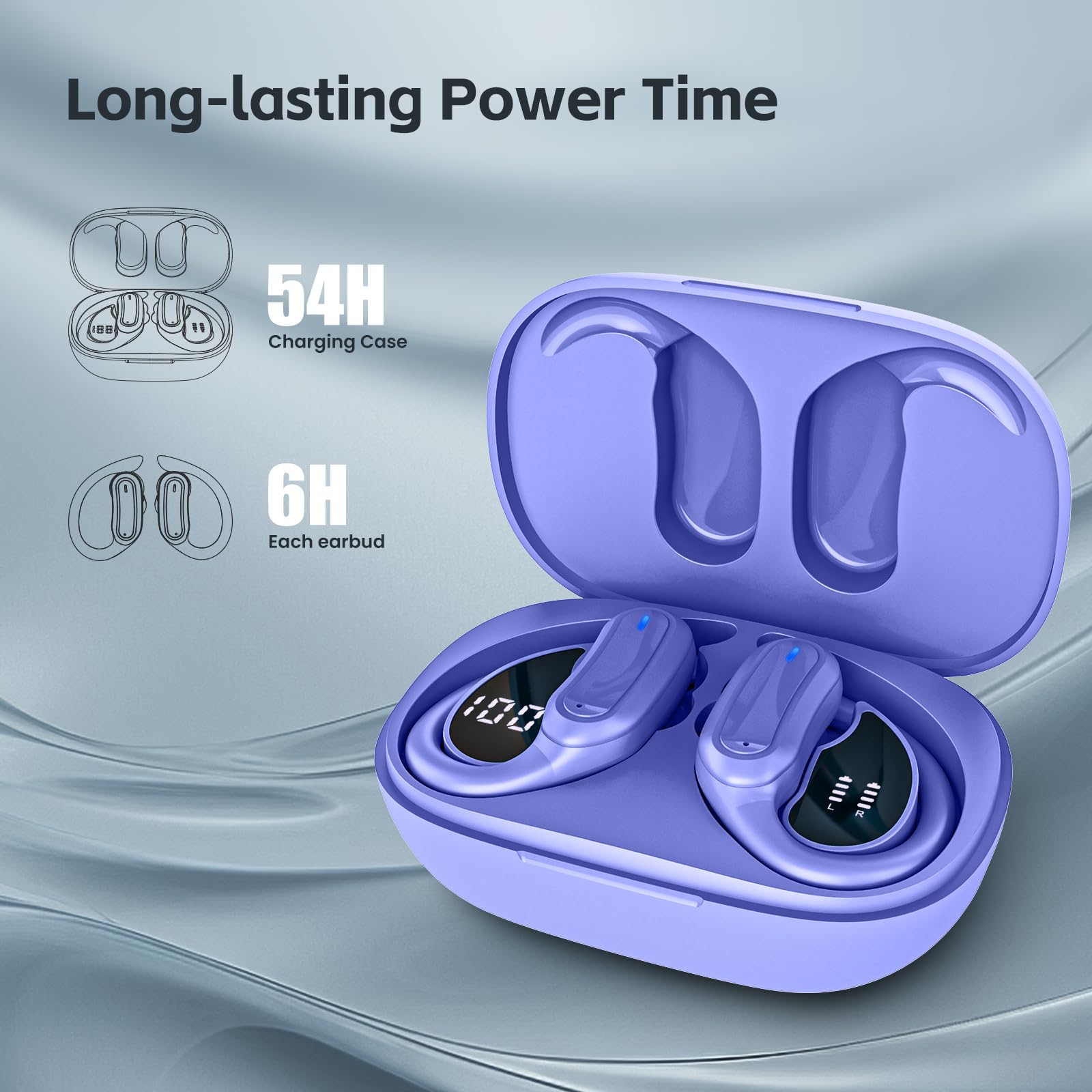 Wireless Earbuds, Bluetooth 5.4 Headphones, True Wireless Stereo Earphones with IPX7 Waterproof, Noise Cancelling Mic, Fast Charging and Comfort Fit Ear Buds for Sports/Workouts - Black
