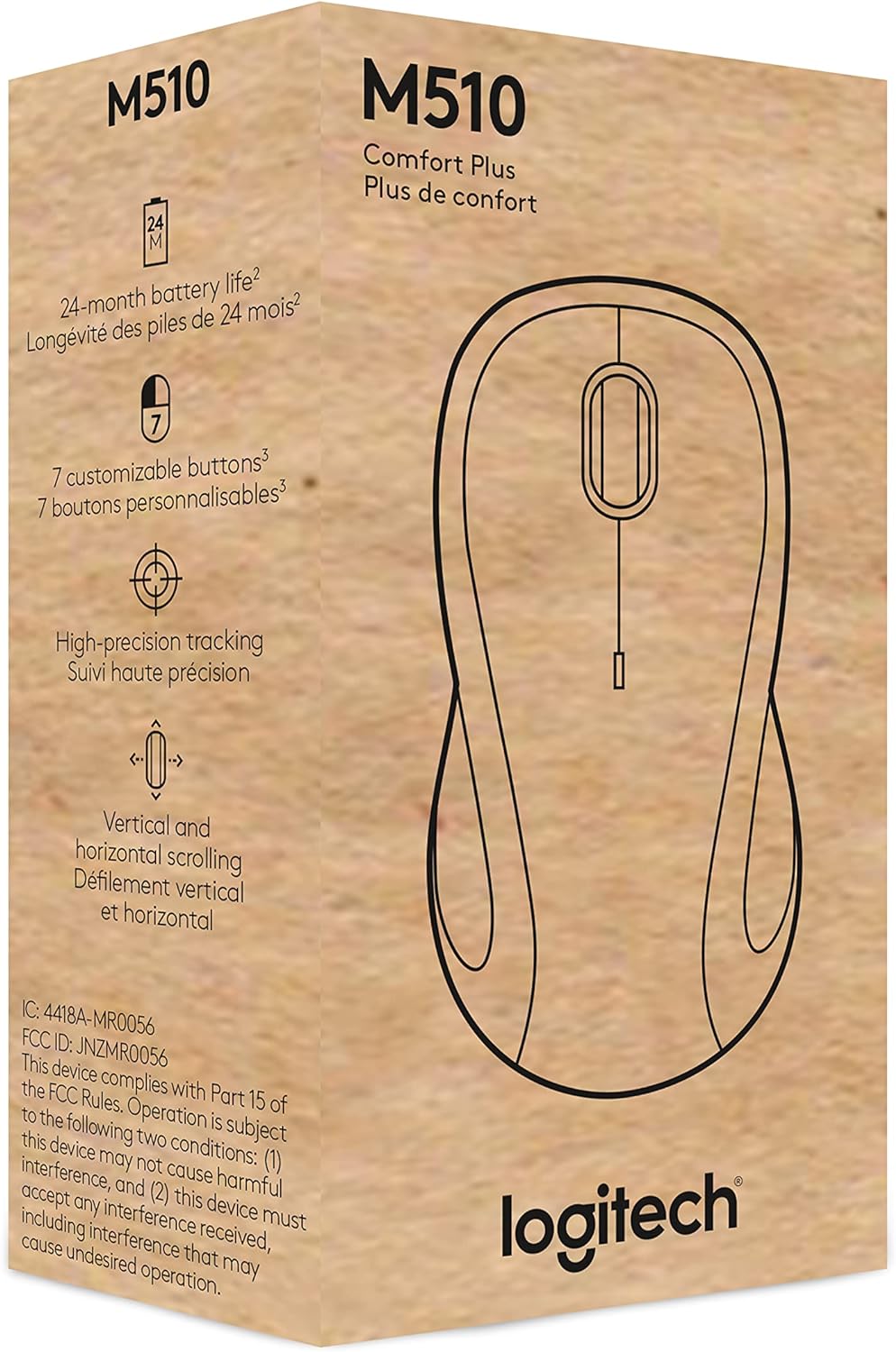 Logitech M510 Wireless Mouse, Mouse for Laptop and PC with USB Unifying Receiver, Programmable Buttons - Graphite