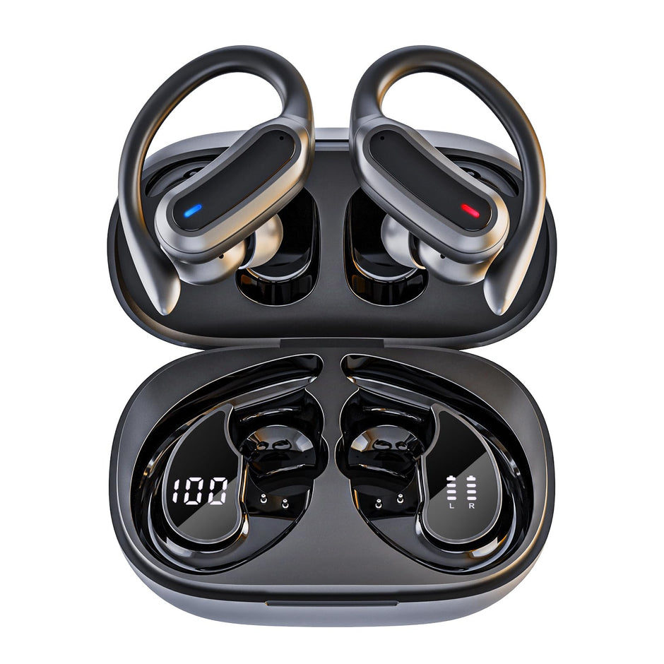 Wireless Earbuds, Bluetooth 5.4 Headphones, True Wireless Stereo Earphones with IPX7 Waterproof, Noise Cancelling Mic, Fast Charging and Comfort Fit Ear Buds for Sports/Workouts - Black
