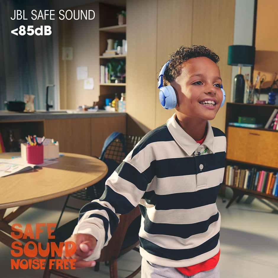 JBL Junior 320BT - Wireless on-Ear Kids Headphones Safe Sound (<85dB), Fit for Kids, Parental Control with Customizable Volume & Playtime and 50Hr Battery Life (Blue)