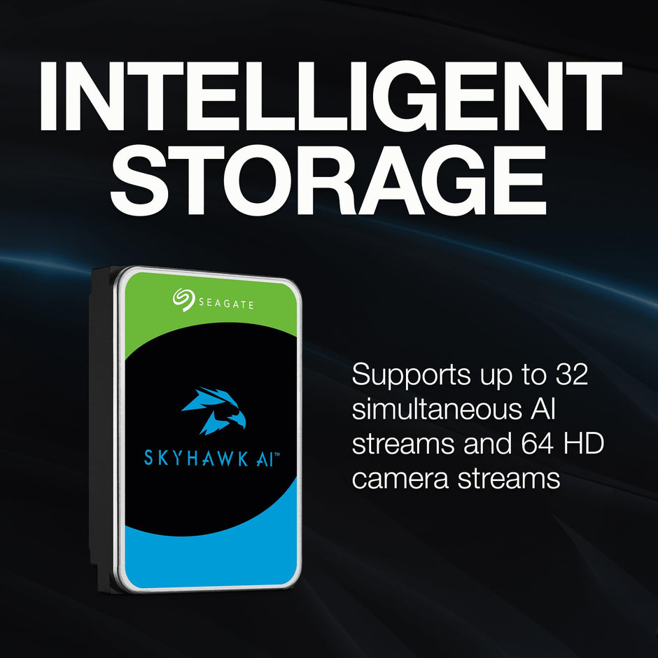 Seagate Skyhawk AI 8TB Video Internal Hard Drive HDD – 3.5 Inch SATA 6Gb/s 256MB Cache for DVR NVR Security Camera System with in-house Rescue Services (ST8000VEZ01)