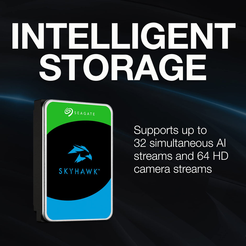 Seagate Skyhawk AI 8TB Video Internal Hard Drive HDD – 3.5 Inch SATA 6Gb/s 256MB Cache for DVR NVR Security Camera System with in-house Rescue Services (ST8000VEZ01)