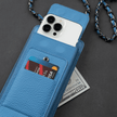 Leather Blue Crossbody Bag Phone Wallet - Columbus