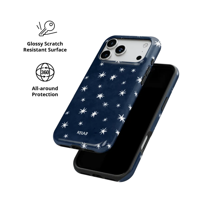 Starglimmer | Deep Blue Hand-Drawn Celestial Star iPhone Case