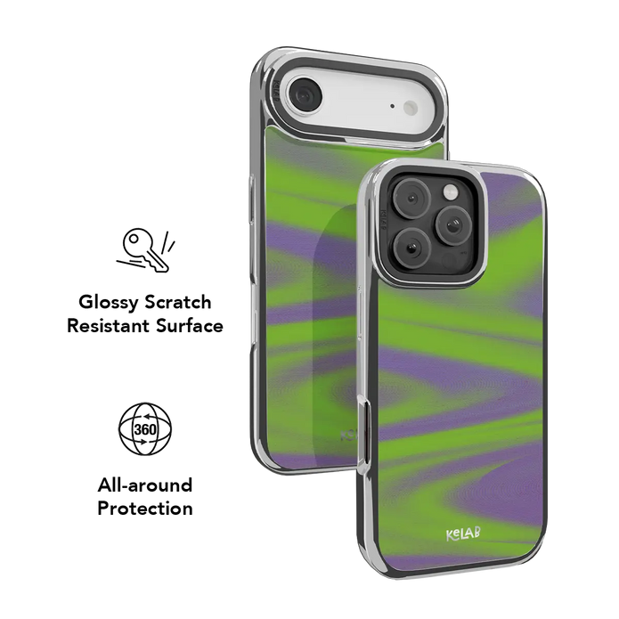 Purple Haze | Y2K Neon Green Abstract Wave iPhone Case