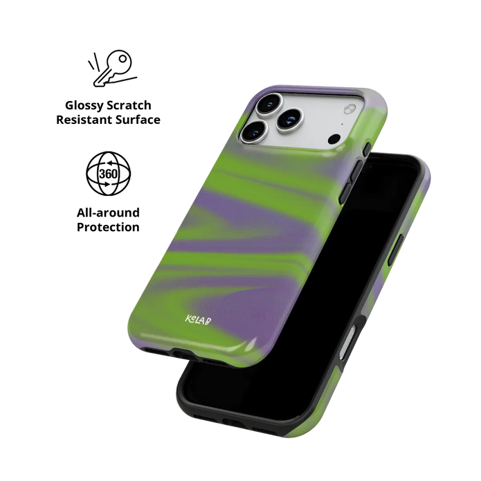 Purple Haze | Y2K Neon Green Abstract Wave iPhone Case