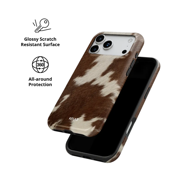 Rodeo Drive | Brown & White Cow Print iPhone Case