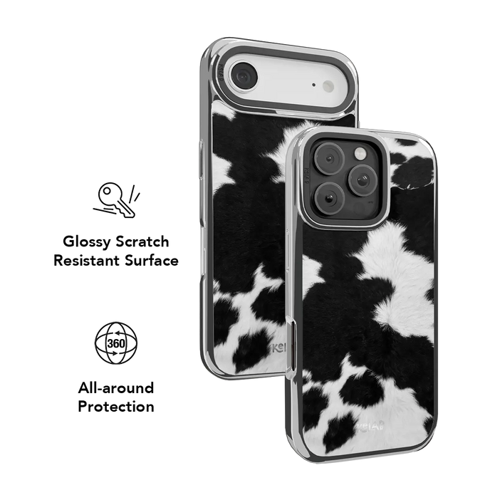 Cow Bell | Black & White Cow Print iPhone Case