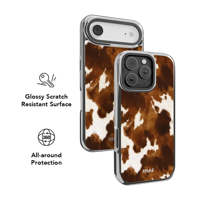 Milk & Mahogany | Brown & Cream Cow Print iPhone Case