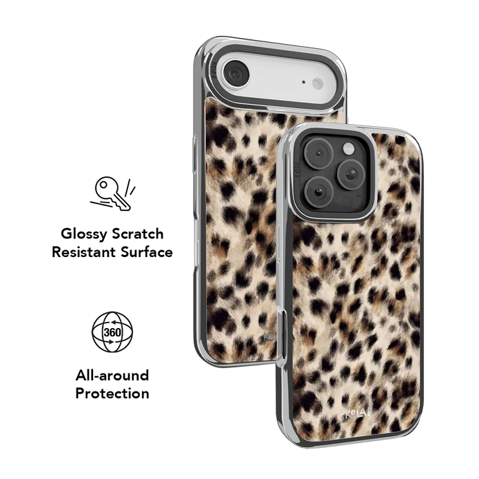 Arctic Aristocrat | Beige Cheetah Print iPhone Case