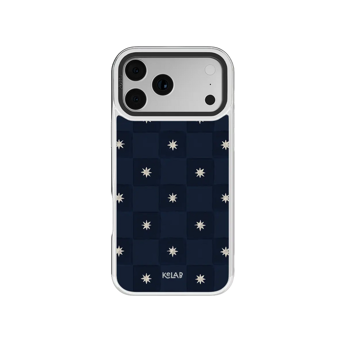 Celestial Check | Navy Checkered iPhone Case