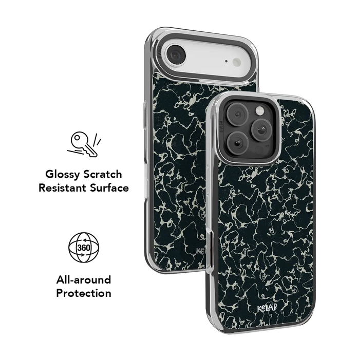 Obsidian Vein | Abstract Black Marble iPhone Case