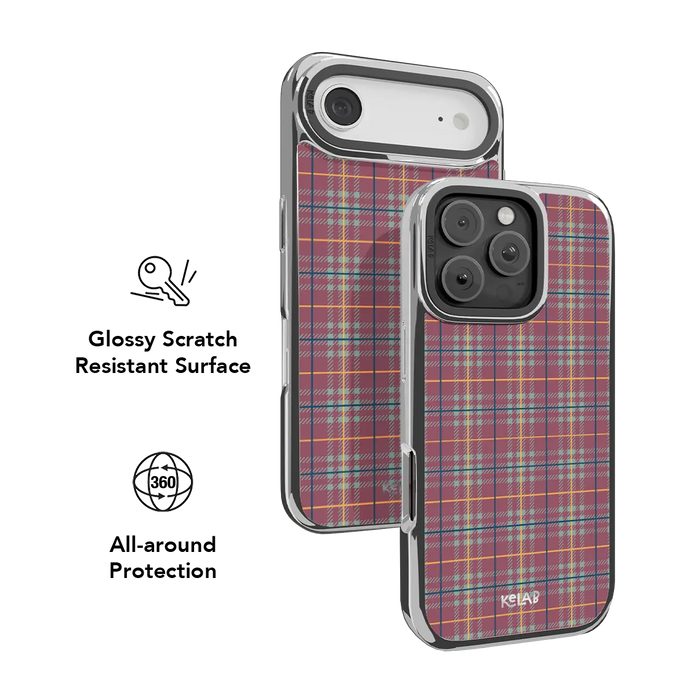 Mullberry Hue | Mauve & Teal Plaid iPhone Case
