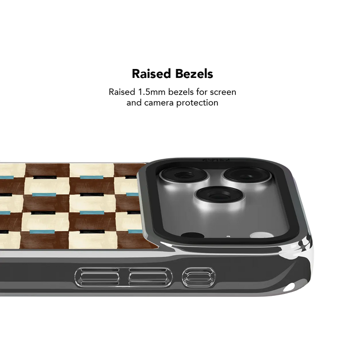 Cerulean Check | Blue & Brown Checkered iPhone Case
