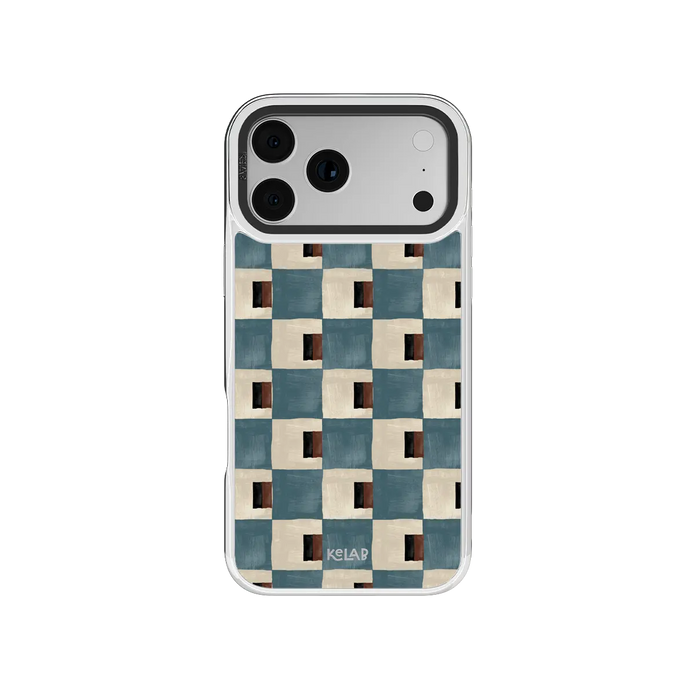 Terra Teal | Teal & Brown Checkered iPhone Case