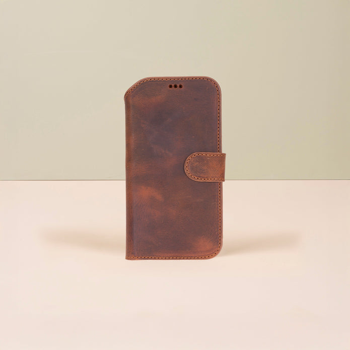 Premium Leather iPhone Air Wallet Case – Brown - Austin