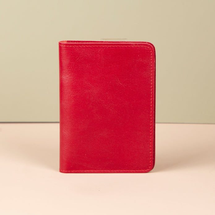 Leather Passport Holder - Red - Milan