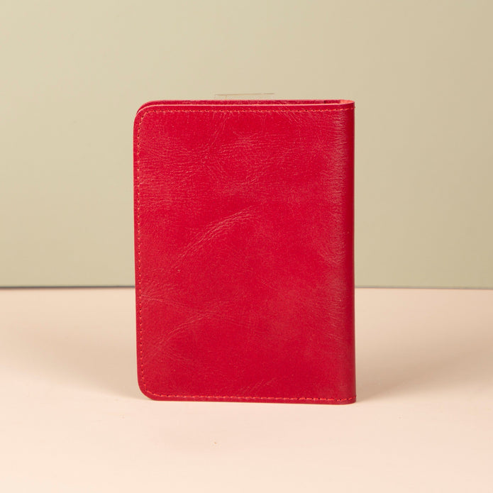 Leather Passport Holder - Red - Milan