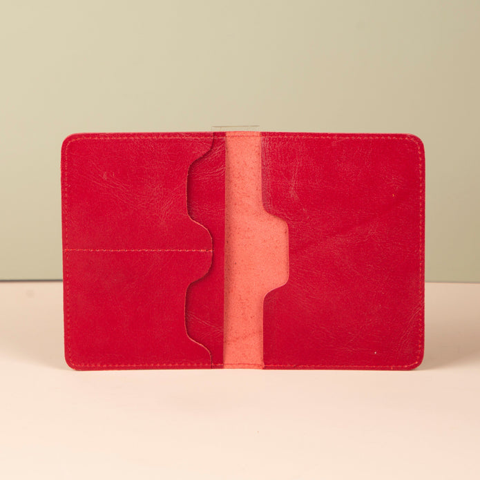 Leather Passport Holder - Red - Milan