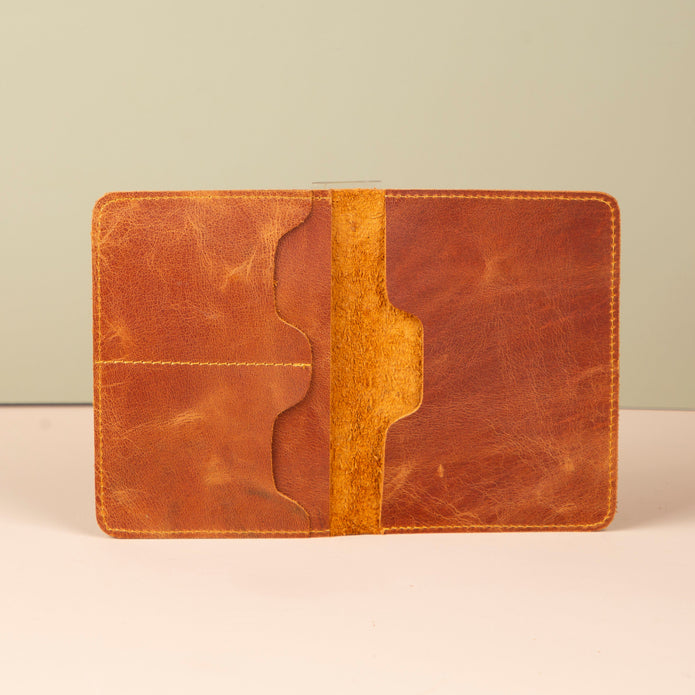 Leather Passport Holder - Brown - Milan