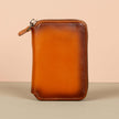 Premium Leather Zipper Wallet - Caramel Brown - Anniston