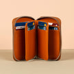 Premium Leather Zipper Wallet - Caramel Brown - Anniston
