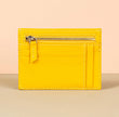 Vibrant Leather Card Holder with Zipper Pocket - Yellow - Concord