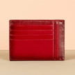 Vibrant Leather Card Holder with Zipper Pocket - Glossy Red - Concord
