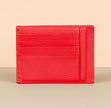 Vibrant Leather Card Holder with Zipper Pocket - Red - Concord