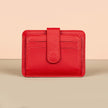 Leather Card Holder Wallet with ID Window - Red - Miami