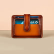 Leather Card Holder Wallet with ID Window - Rich Brown - Miami