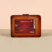 Leather Card Holder Wallet with ID Window - Rich Brown - Miami