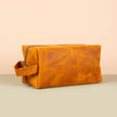 Handmade Leather Makeup Bag - Golden-Brown - Minneapolis