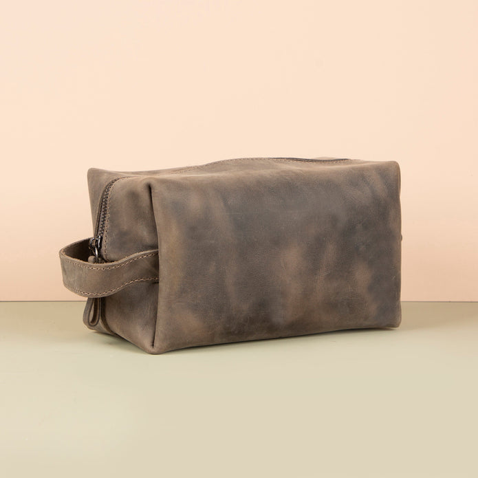 Handmade Leather Makeup Bag - Brown- Minneapolis