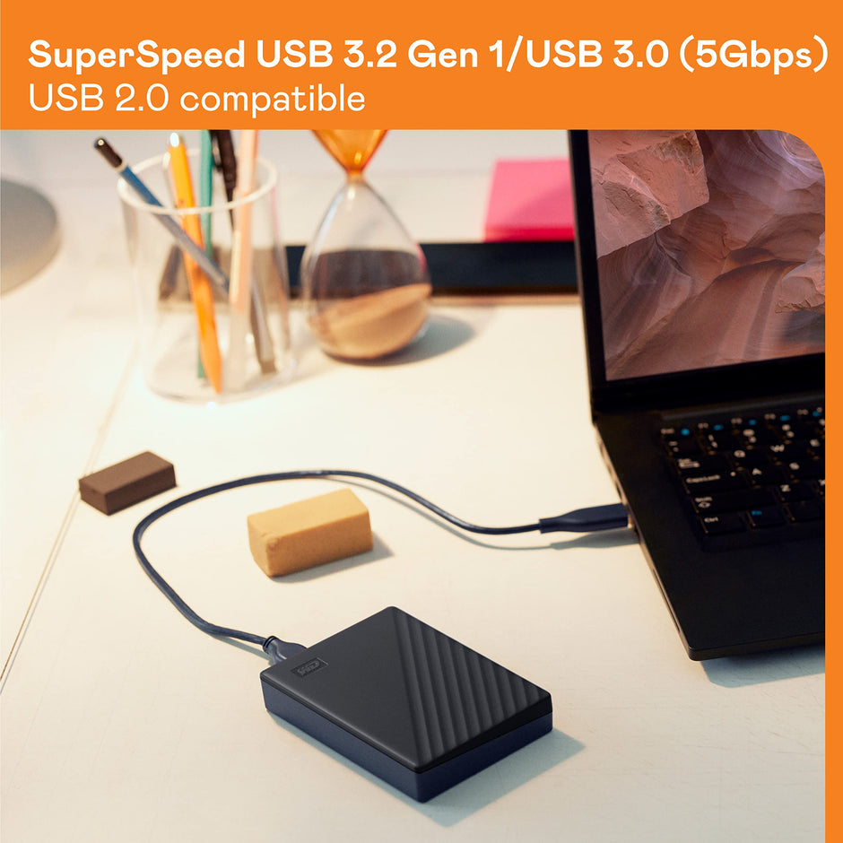 WD 6TB My Passport, Portable External Hard Drive, Blue, Backup Software with Defense Against ransomware, and Password Protection, USB 3.1/USB 3.0 Compatible - WDBR9S0060BBL-WESN