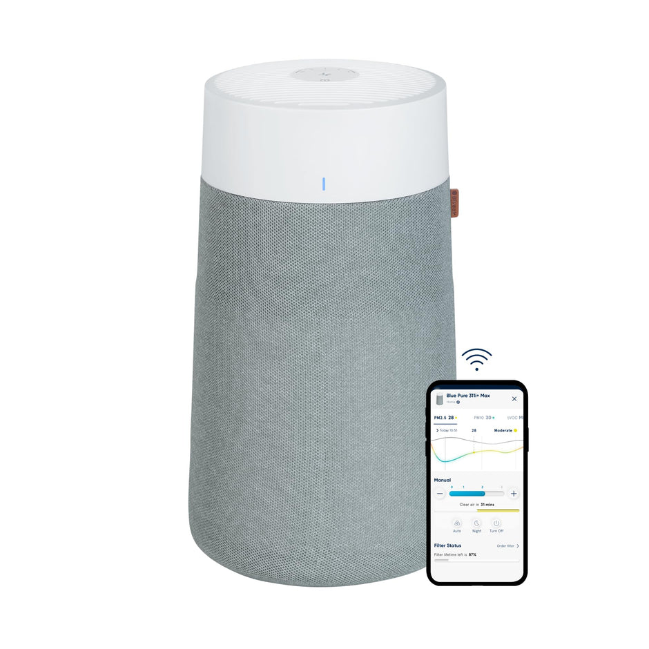 BLUEAIR Air Purifier for Small Room, Bedroom, Home, Cleans 926 sqft in one hour, HEPASilent Air Cleaner for Pets, Allergens, Virus, Dust, Mold, Smoke - Blue Pure 511i Max