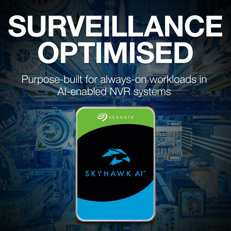Seagate Skyhawk AI 8TB Video Internal Hard Drive HDD – 3.5 Inch SATA 6Gb/s 256MB Cache for DVR NVR Security Camera System with in-house Rescue Services (ST8000VEZ01)