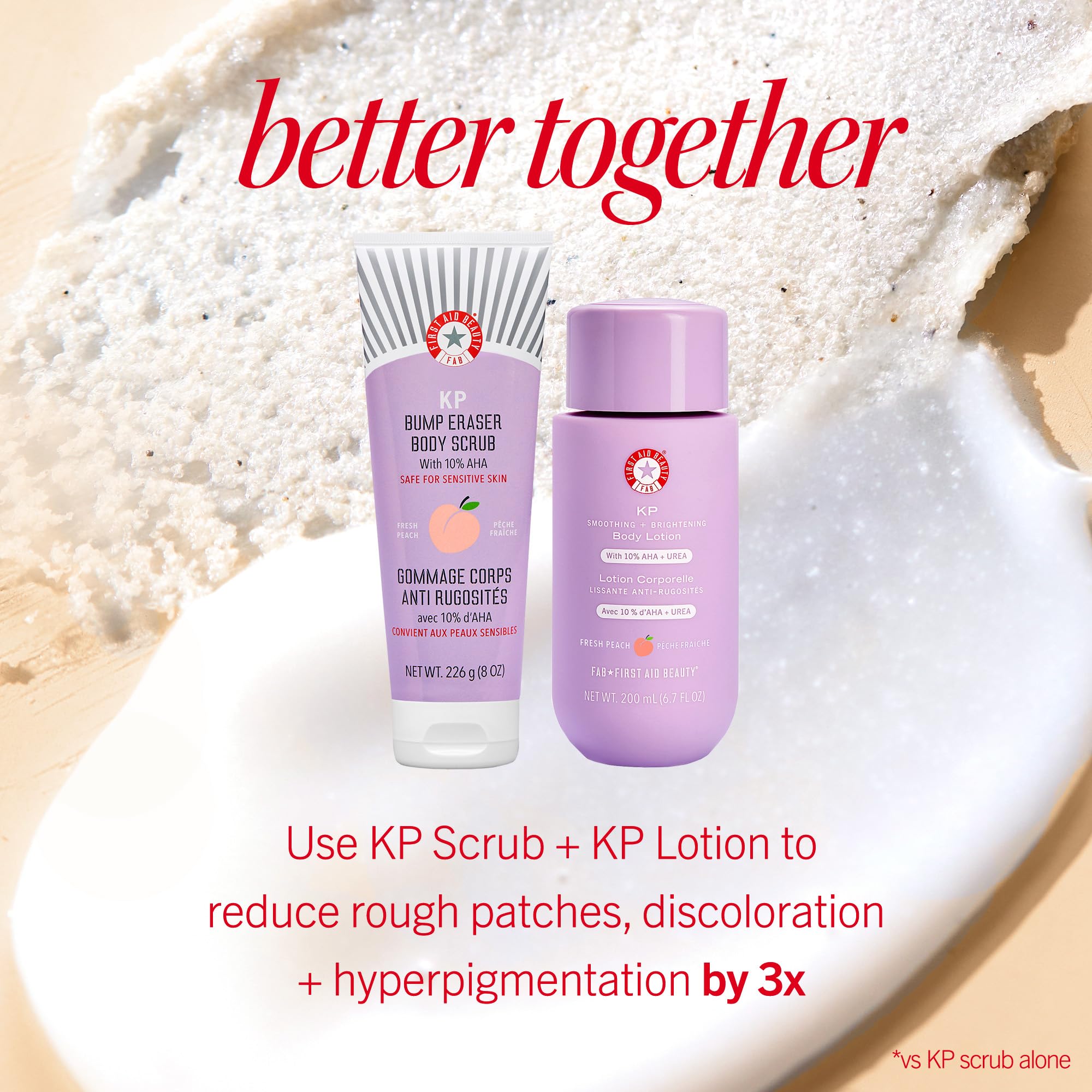 First Aid Beauty - KP Bump Eraser Body Scrub with 10% AHA, Keratosis Pilaris Skin Exfoliator with Glycolic and Lactic acids, Helps Reduce Chicken Skin Bumps, Safe for Sensitive Skin, 8 oz