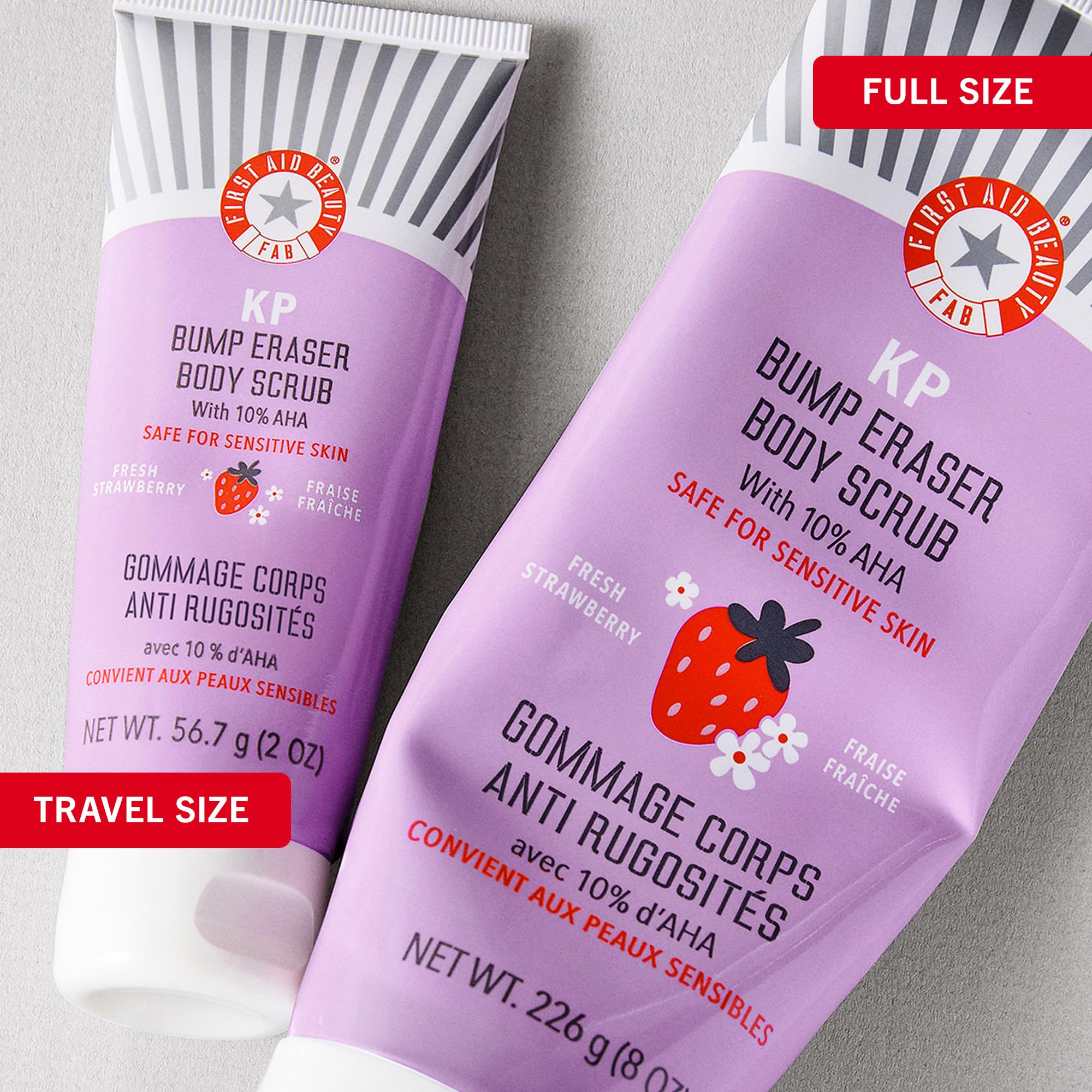 First Aid Beauty - KP Bump Eraser Body Scrub with 10% AHA, Keratosis Pilaris Skin Exfoliator with Glycolic and Lactic acids, Helps Reduce Chicken Skin Bumps, Safe for Sensitive Skin, 8 oz