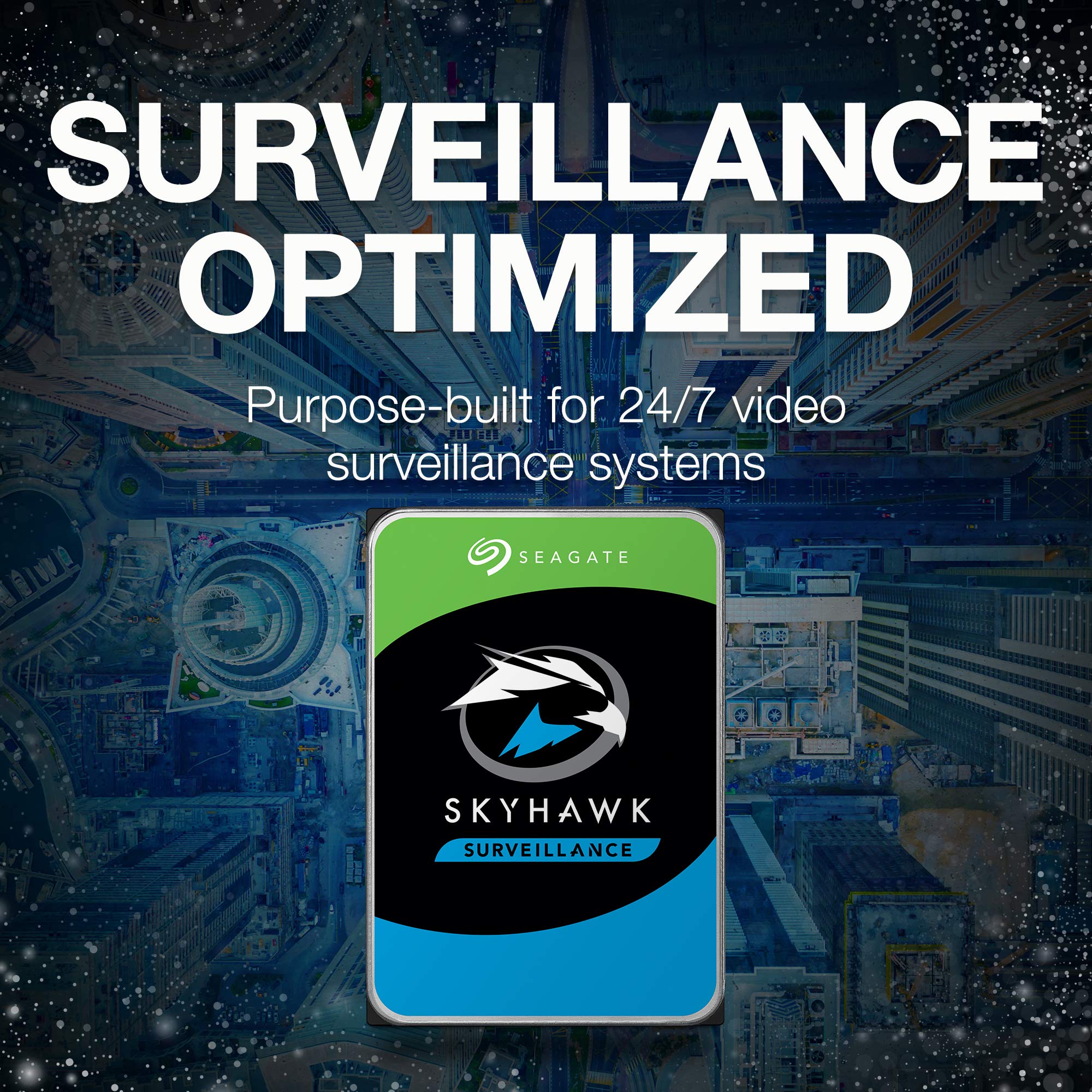 Seagate Skyhawk AI 8TB Video Internal Hard Drive HDD – 3.5 Inch SATA 6Gb/s 256MB Cache for DVR NVR Security Camera System with in-house Rescue Services (ST8000VEZ01)