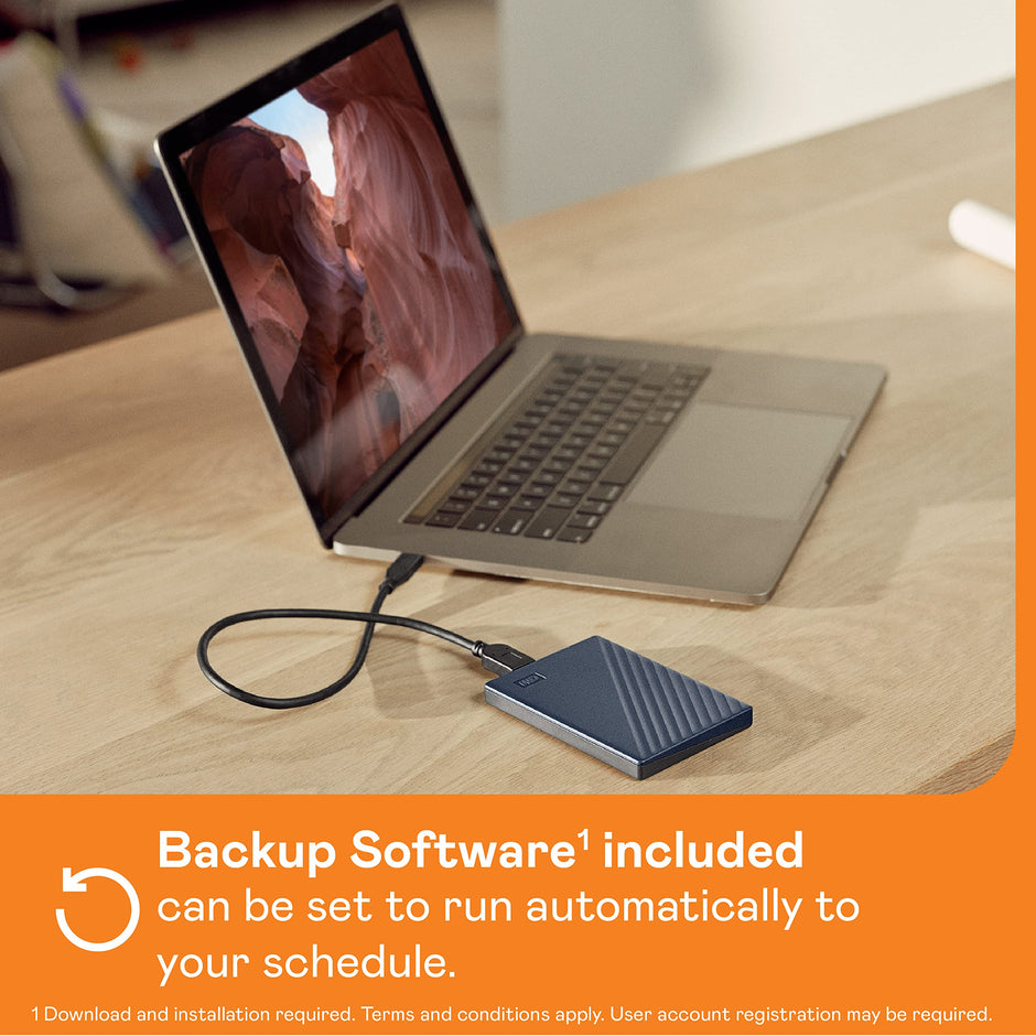 WD 6TB My Passport, Portable External Hard Drive, Blue, Backup Software with Defense Against ransomware, and Password Protection, USB 3.1/USB 3.0 Compatible - WDBR9S0060BBL-WESN