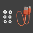 Accessories Orange USB charging cable with different sized ear bud fitting's for an easy comfortable experience